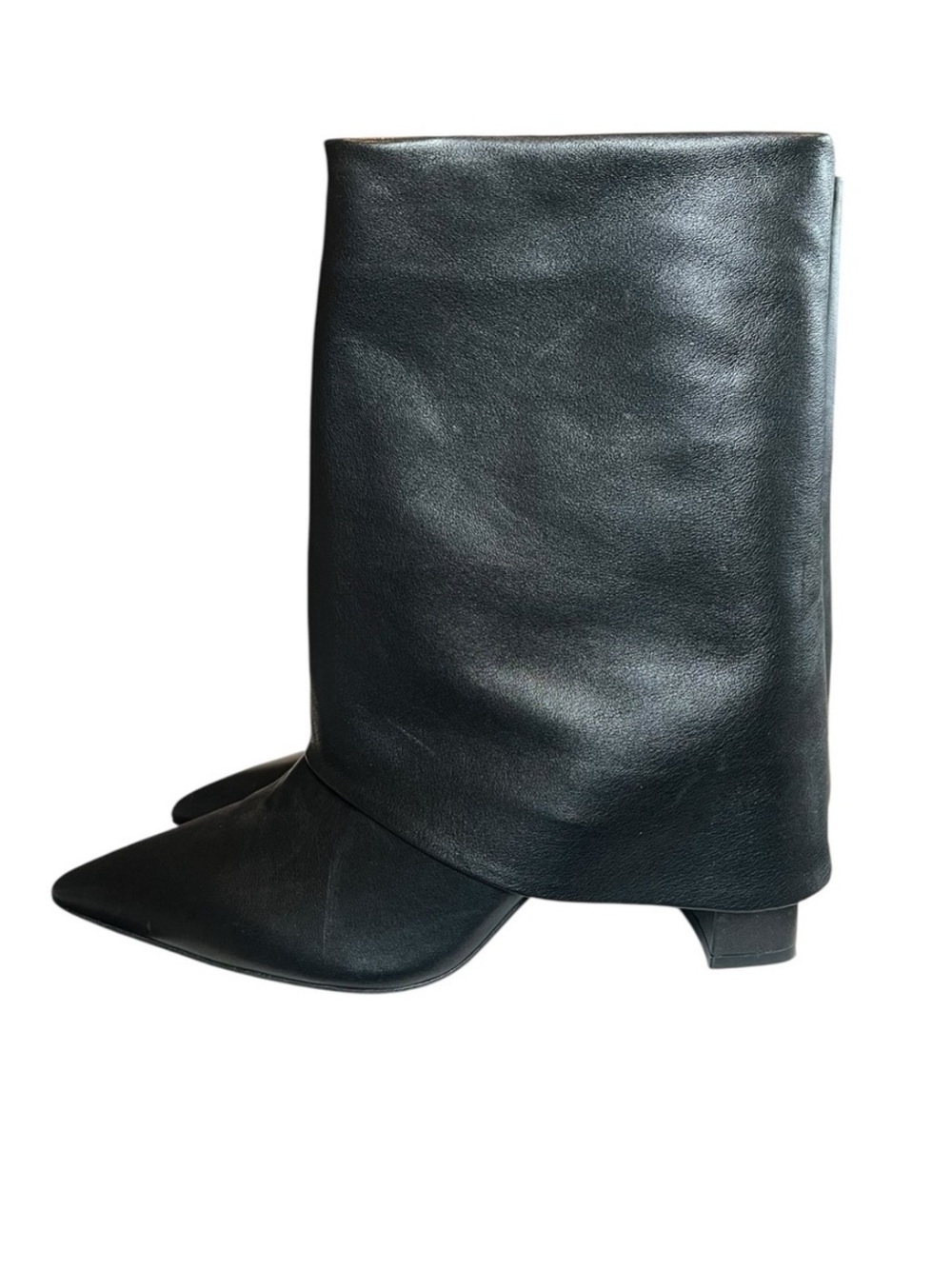 Steve Madden 7.5 Fallon Foldover Black Leather Boots Contemporary Urban